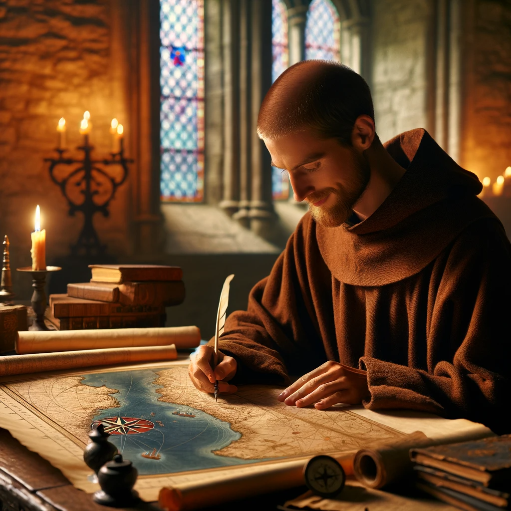 Monk creating a map